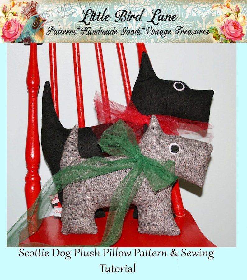 Instant Download 1/2 Yard Scotties Scotty Dog Plush Pattern Pillow DIY Sewing Tutorial image 3