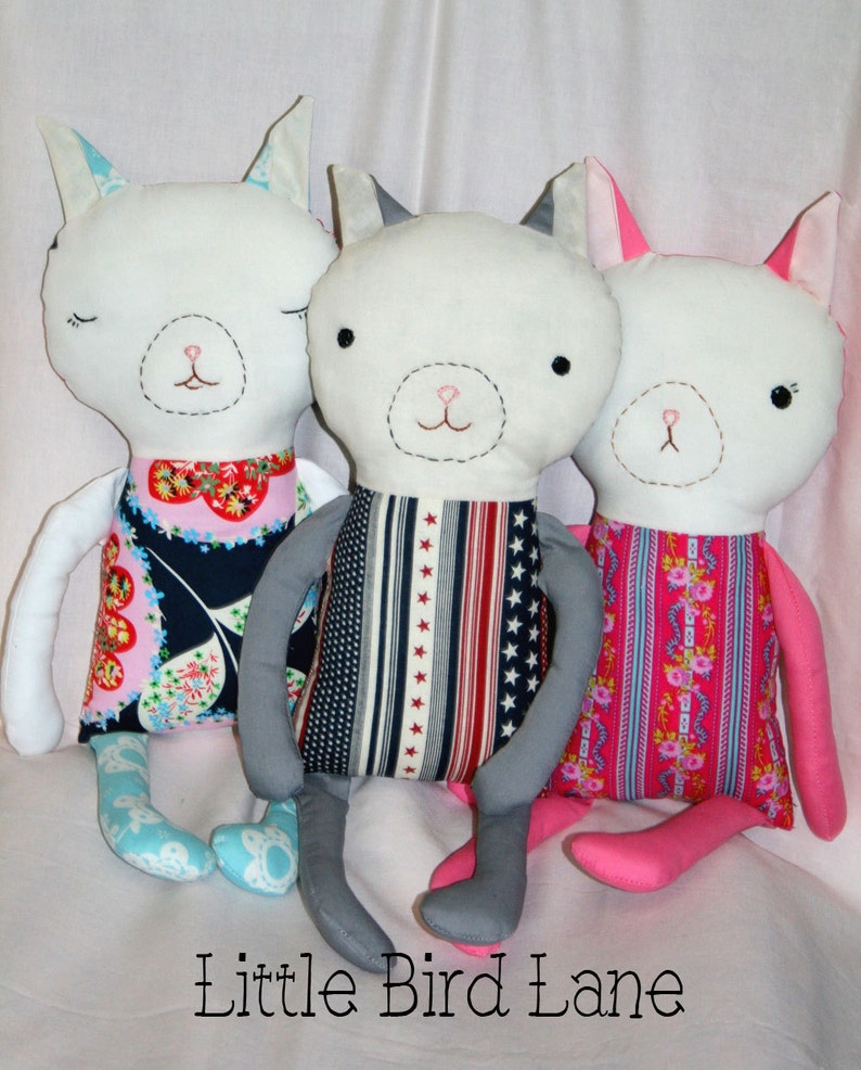 Descarga instantánea Kitty Cat Rag Doll 17 pulgadas de alto tutorial de costura DIY imagen 3