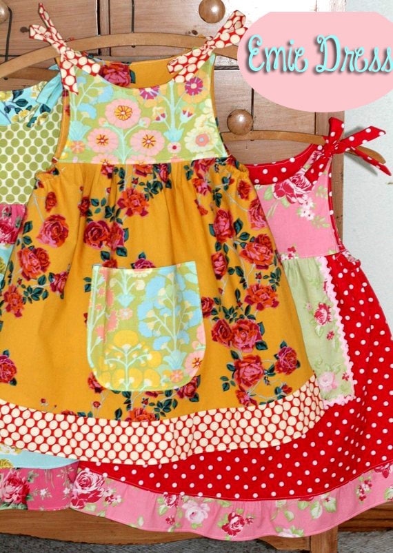 The Emie Dress Instant Download PDF Pattern DIY Tutorial Girls Toddler Size 1-6 Little Bird Lane EASY