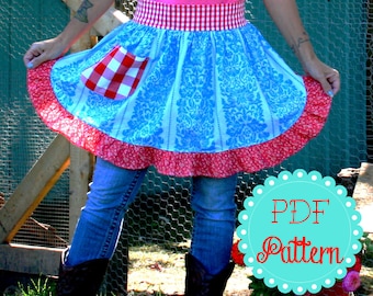 Instant Download Cowgirl Cutie Half Apron Pattern PDF Easy to Sew Kitchen Vintage Market