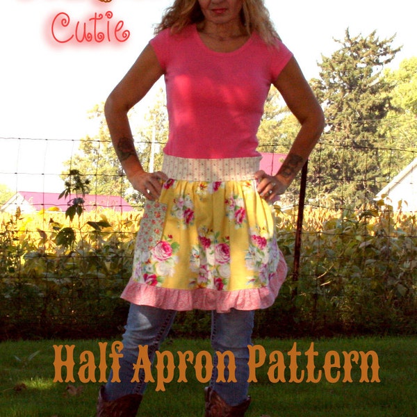 Instant Download Cowgirl Cutie Half Apron Pattern PDF Easy to Sew Kitchen Vintage Market