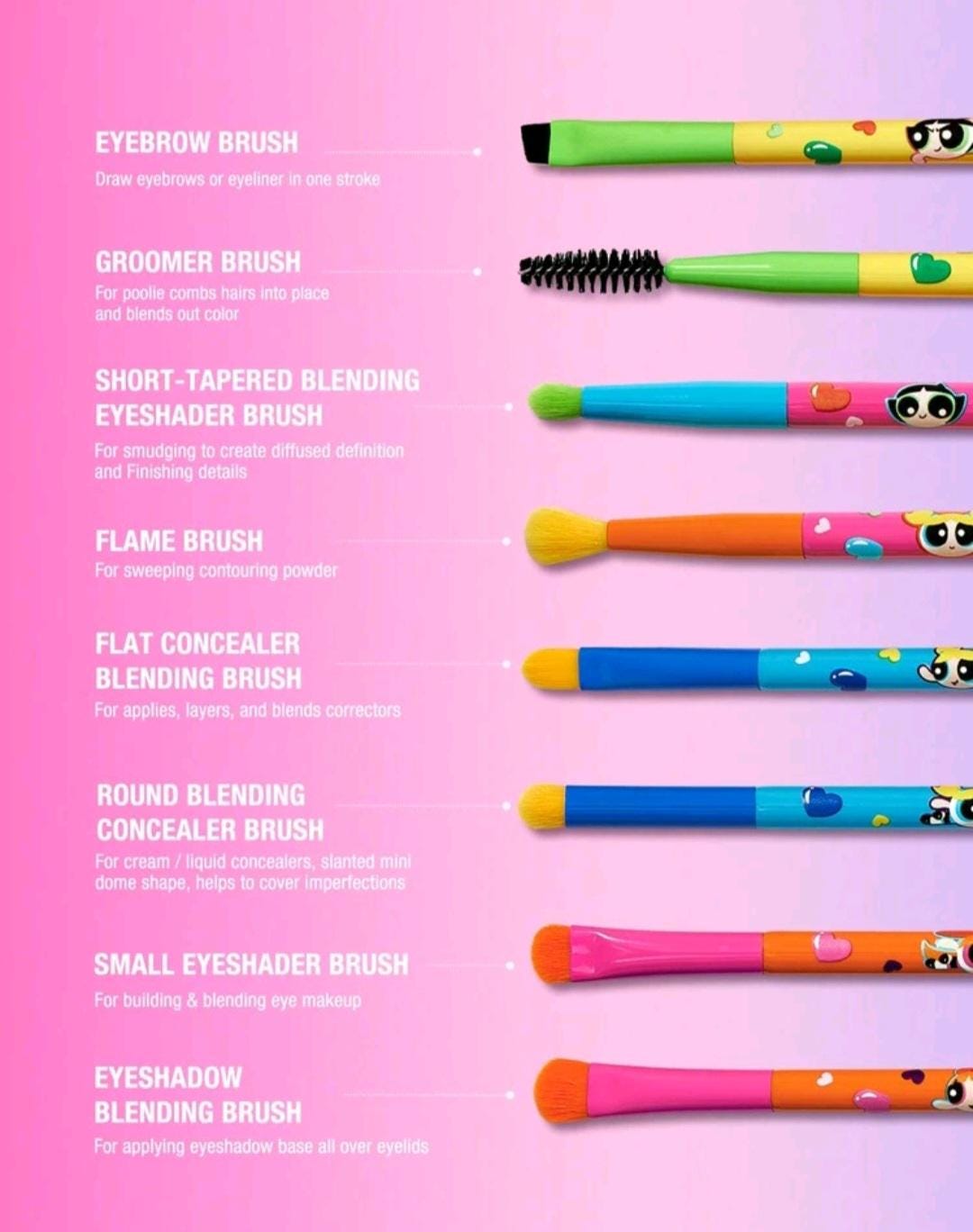 Sponge Powerpuff Power Puff Girls Make up Accessories (brushes, Sponges, Eyelash Curler ...