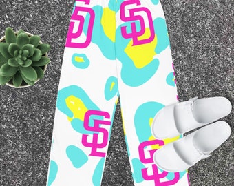 San Diego PADRES Neon Teal/Hot Pink Wide Leg PJ PANTS