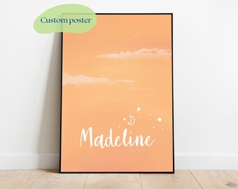 Custom baby name prints | Wall decor | Baby birth personal poster | Nursery child art | Personalized kids illustration | Mom dad gift