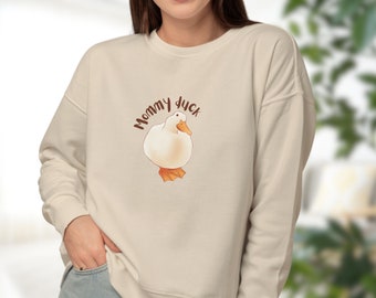 Cute mommy duck sweatshirt | Stylish mom clothing | Trendy new parent | Mother's day gift | Fun quote family clothing | Comfy mama shirt set