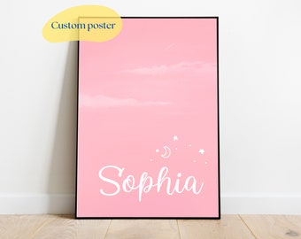 Custom baby name prints | Baby shower decor | Baby birth personal poster | Nursery child art | Personalized kids illustration | Mom dad gift