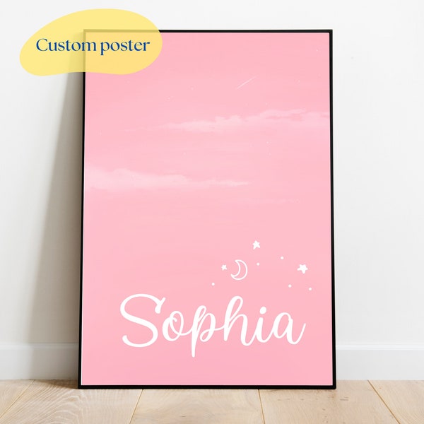 Custom baby name prints | Baby shower decor | Baby birth personal poster | Nursery child art | Personalized kids illustration | Mom dad gift