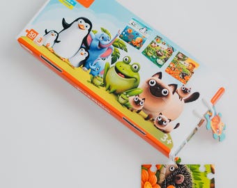 Wooden Jigsaw Puzzle Set for Kids – 3 in 1 Animal Puzzles, Educational Learning Toys for Toddlers Ages 3-5, Preschool Montessori Gift