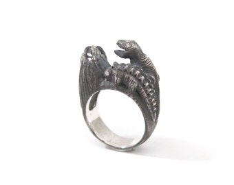 DIAMOND and herkimer dinosaur and volcano ring