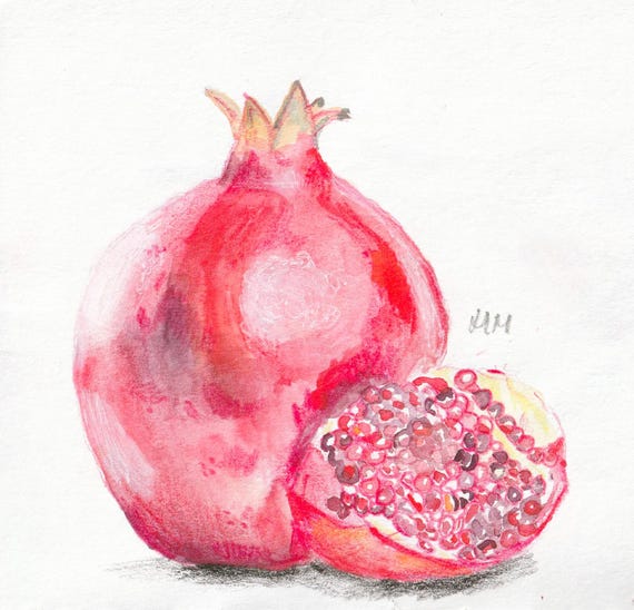 The Joy of a Pomegranate | Pomegranate sticker, stickers, laptop sticker, art prints, postcard prints, 25mm badges