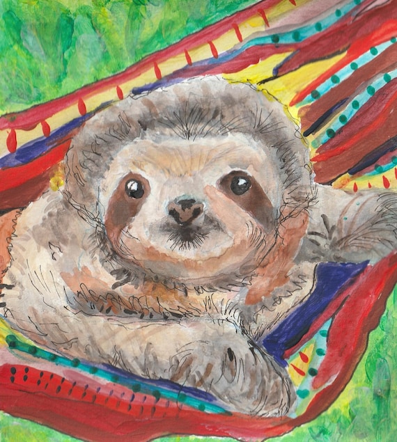 Sloth Boy | Sloth stickers, sloth art print, postcard print, A4 print, 25mm badges