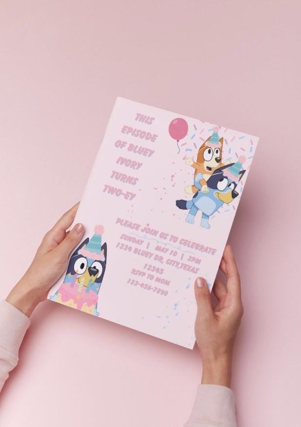 Bluey Party Invite for Kids