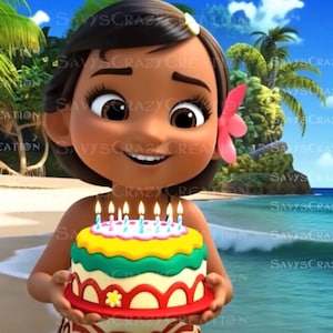 Pastel de cumpleaños de Moana PNG