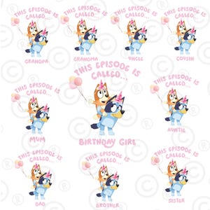 Bluey Birthday Girl Family PNG