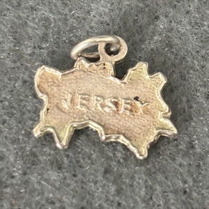 Vintage Sterling Silber 925 Charm Anhänger. Jersey, Kanalinseln Karte.
