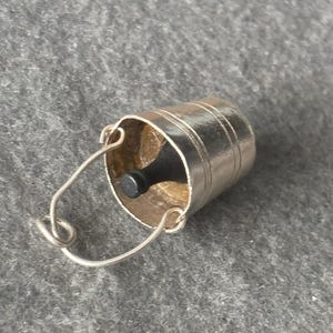 Vintage Sterling Silver 925 Charm Pendant. Painted Champagne Bottle in Ice Bucket Cooler.