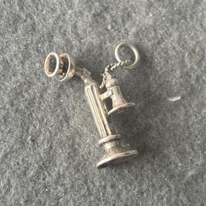 Vintage Sterling Silver 925 Charm Pendant. Stick Telephone.