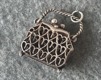 Vintage Sterling Silver 925 Charm Pendant. Handbag/Purse. Locked Shut!
