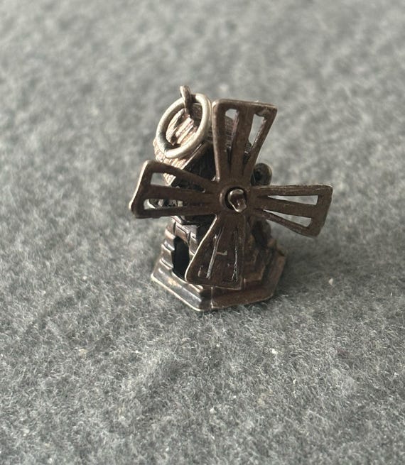 Charme Moulin à Vent Hollandais - Argent Sterling 925 - 1,8 G, 1,5 Cm - Vintage