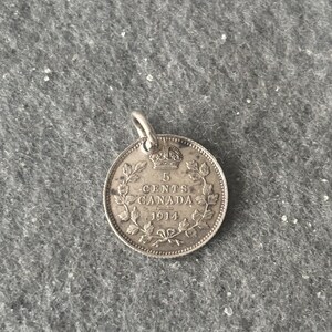 ヴィンテージ スターリングシルバー 925 1914年 カナダ 5セントコイン 
