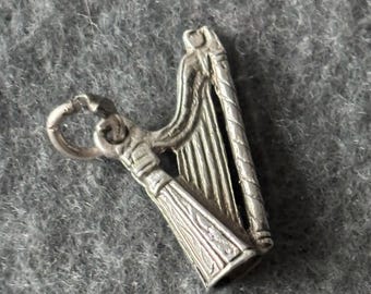 Vintage Sterling Silver 925 Charm Pendant. Harp Irish Guiness