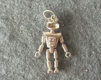Vintage Sterling Silver 925 Charm Pendant. Articulated / Mechanical Cadbury Smash Robot Character CUTE!
