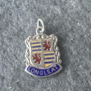 Charme Bouclier émaillé En Argent Sterling Vintage HMK LONGLEAT - 1,5g, 1,6cm, Occasion Bon état