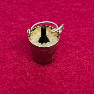 Vintage Sterling Silver 925 Charm Pendant. Painted Champagne bottle in Ice Bucket Cooler