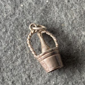 Vintage Sterling Silver 925 Charm Pendant. Champagne in Ice Bucket Cooler
