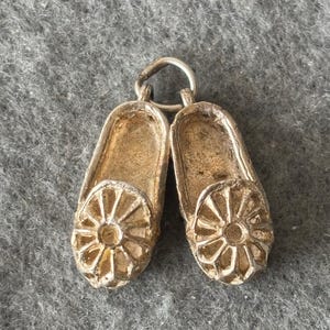Vintage Sterling Silver 925 Charm Pendant. Ballet Shoes, Pumps, Slippers.