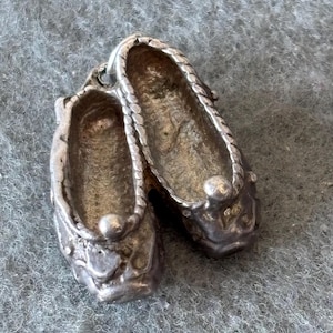 Vintage Sterling Silver 925 Charm Pendant. Ballet Shoes Pumps, Slippers.