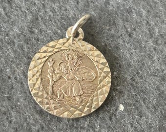 Vintage-Anhänger aus 925er Sterlingsilber. Medaillon des Heiligen Christophorus. Gute Reise.
