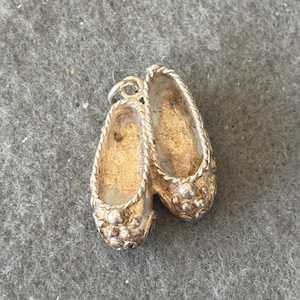 Vintage Sterling Silver 925 Charm Pendant. Ballet Shoes Pumps, Slippers.