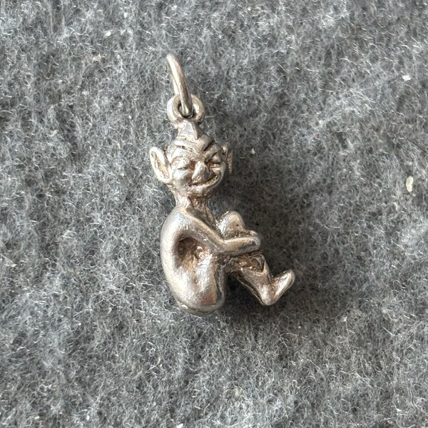 Vintage Sterling Silver 925 Charm Pendant. Cornish Pixie Piskie.