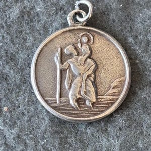 Charm médaillon Saint-Christophe vintage en argent sterling 925, pendentif de voyage en toute sécurité