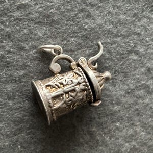 Vintage Sterling Silver 925 Charm Pendant. Opening Beer Tankard / Stein with Detailing. Tankard Opens.