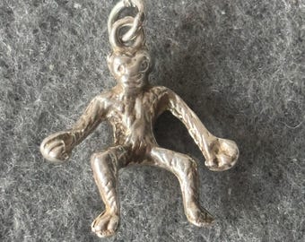 Ciondolo Uomo Scimmia Gangster &ndash; Argento 925 &ndash; Biker &ndash; Fatto A Mano In India
