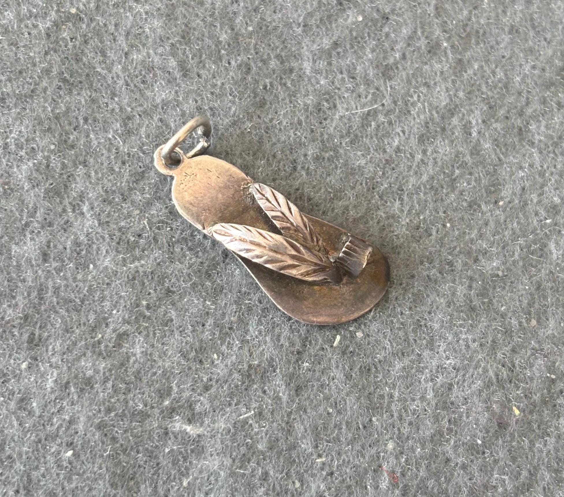 Pendentif Ancien En Argent 925 - Forme Sandale / Tong - Occasion