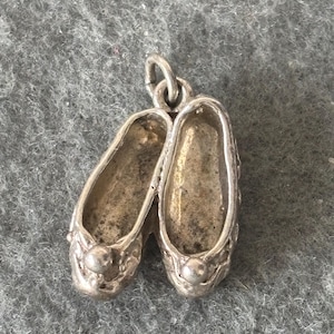 Vintage Sterling Silver 925 Charm Pendant. Ballet Shoes Pumps, Slippers.