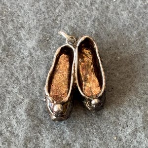 Vintage Sterling Silver 925 Charm Pendant. Ballet Shoes Pumps, Slippers.