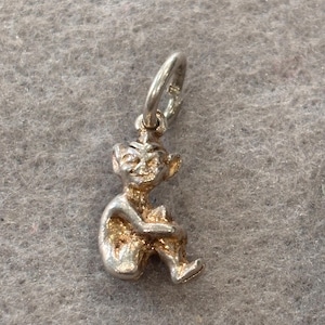 Vintage Sterling Silver 925 Charm Pendant. Cheeky Cornish Pixie Piskie.
