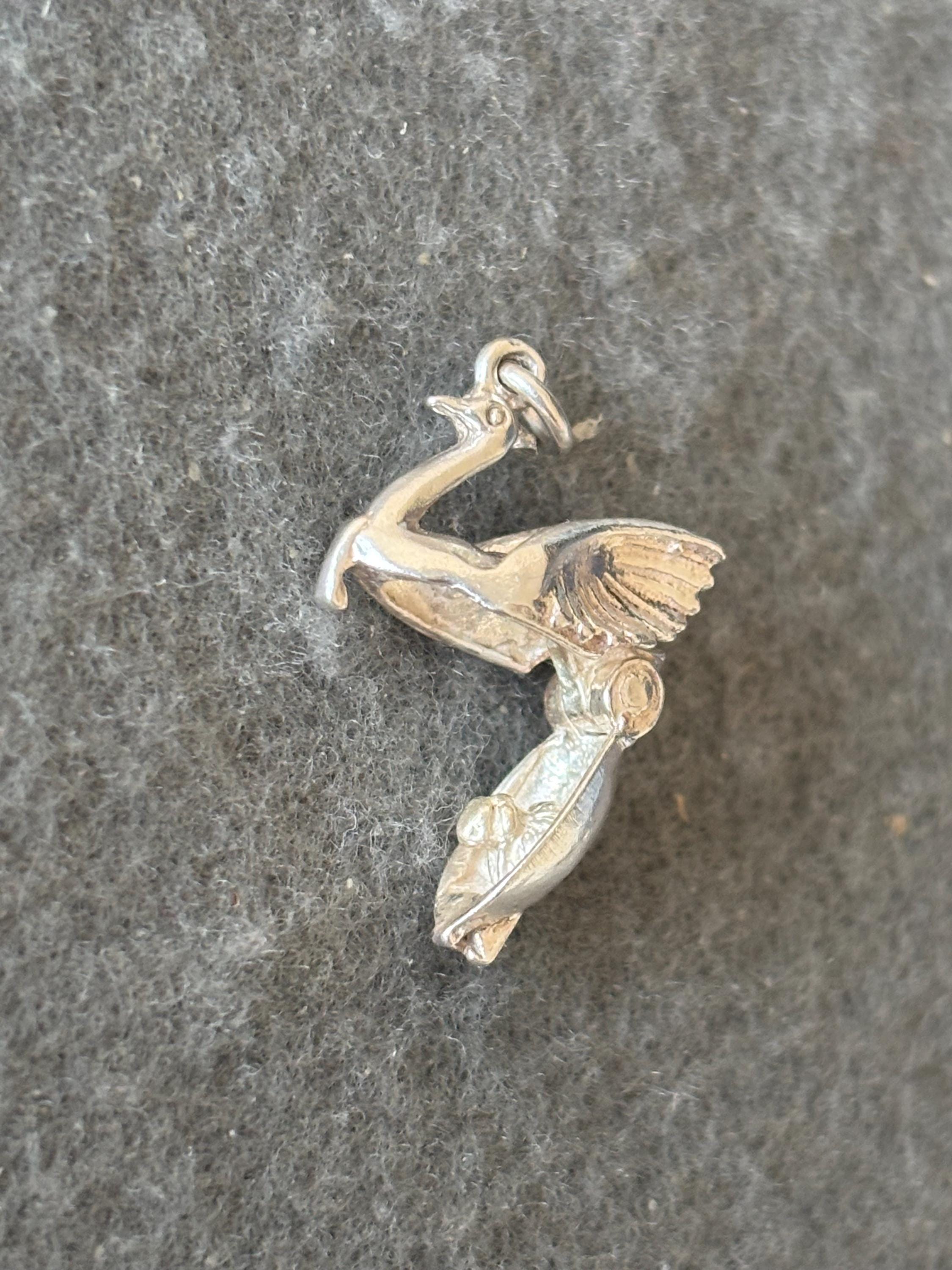 Charm Argent Sterling Vintage - Cygne S'ouvrant Avec Danseuse - 2,4 G - Occasion