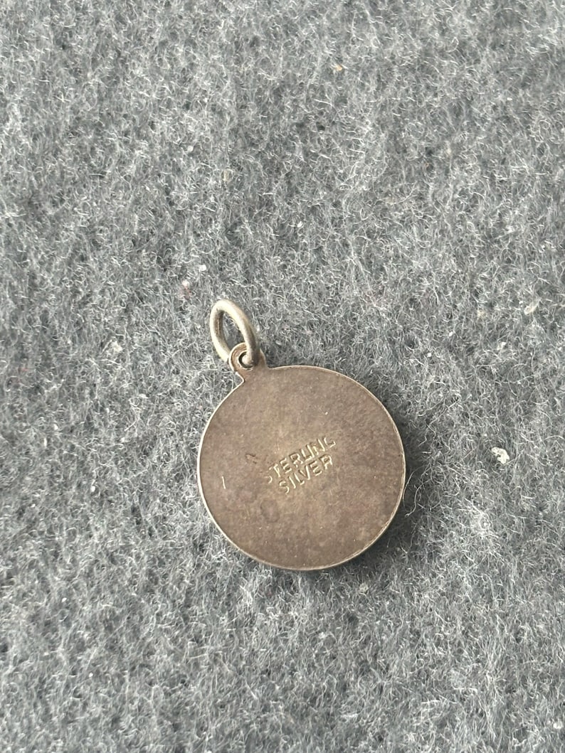 Vintage Sterling Silver St Saint Christopher Medallion Pendant Charm