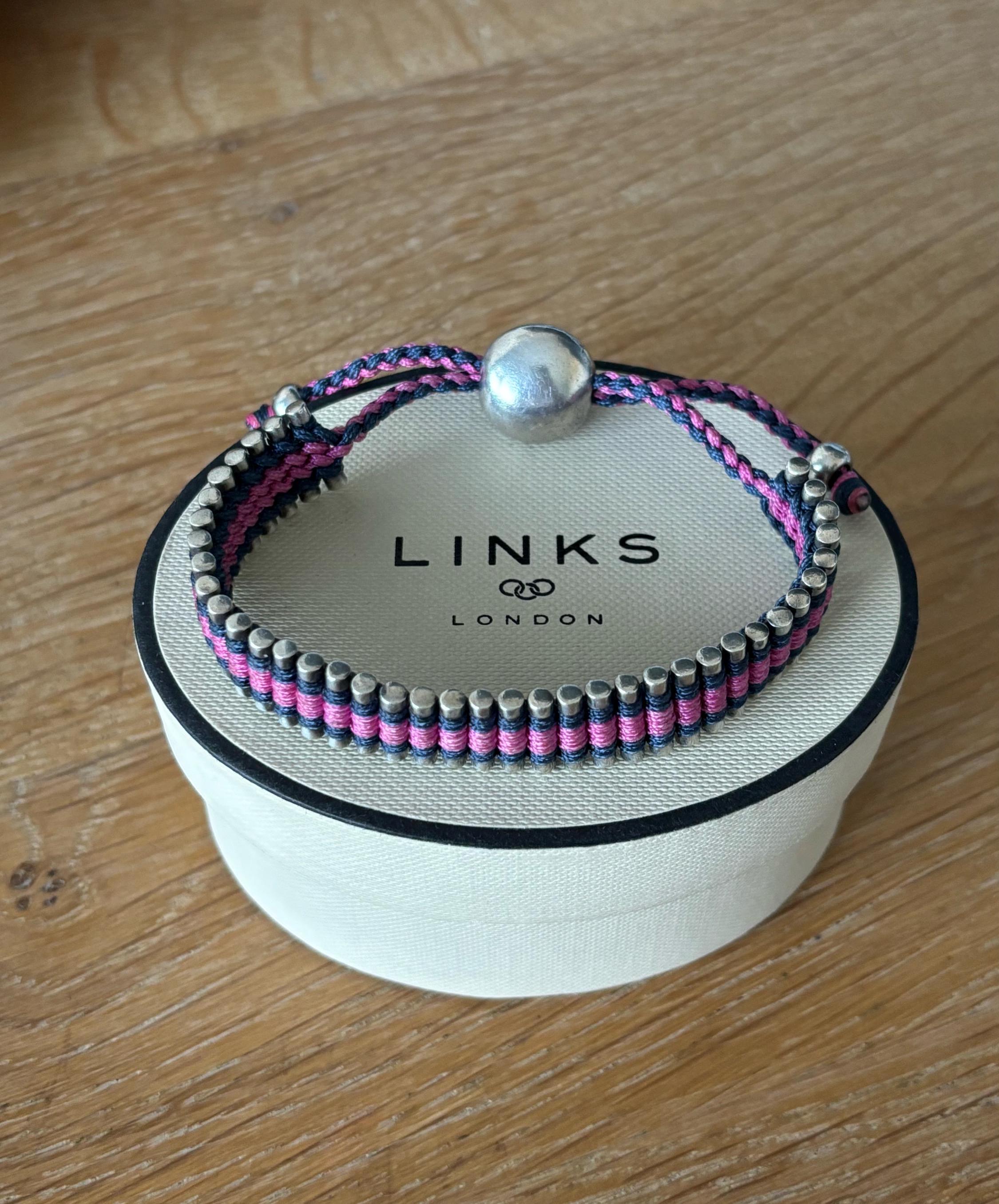 Links of London Sterling Silver 925 Friendship Bracelet Pink