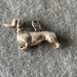 Vintage Sterling Silver 925 Charm Pendant. Sausage Dog Miniature Dachshund