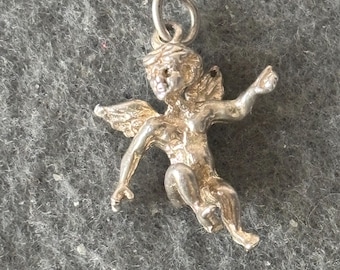 Vintage Sterling Silver 925 Charm Pendant. Cherub Angel