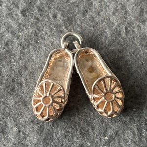 Vintage Sterling Silver 925 Charm Pendant. Ballet Shoes Pumps, Slippers.