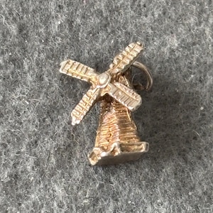 Vintage Sterling Silver 925 Charm Pendant. Dutch Windmill. Amsterdam Netherlands.