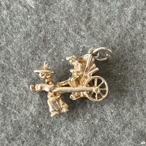 Vintage Sterling Silver925 Charm Pendant. Oriental Rickshaw Man and Cart.