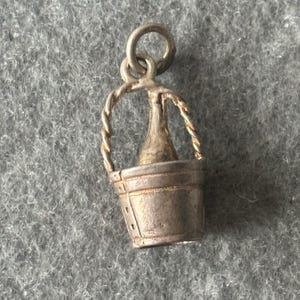 Vintage Sterling Silver 925 Charm Pendant. Champagne in Ice Bucket Cooler
